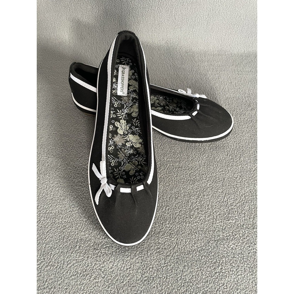 Grasshoppers Shoes Womens 7w Ballet Flats Flat Comfort Black With Bow